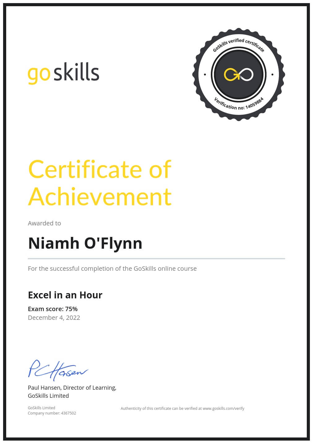 Certificate of Achievement