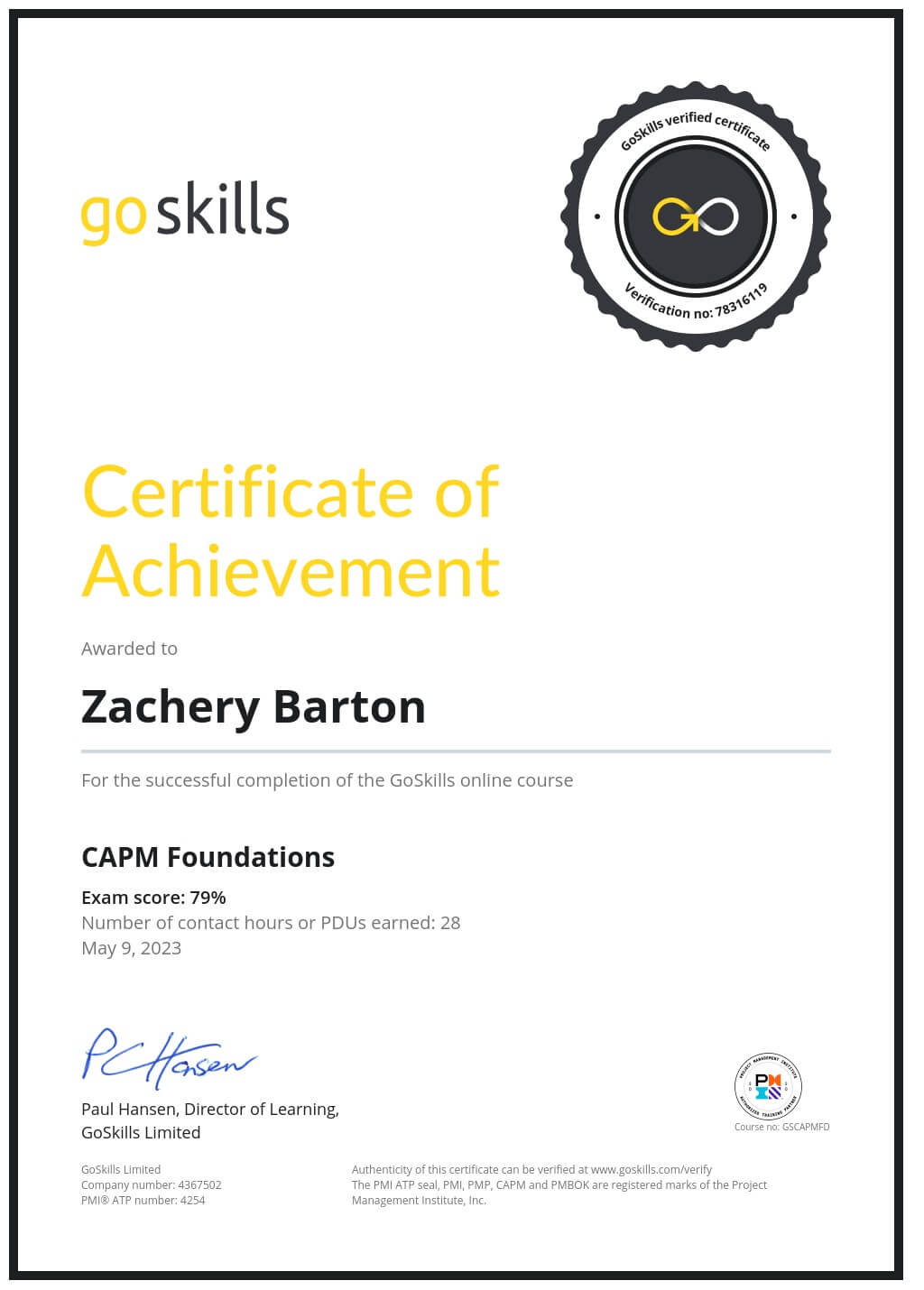 Certificate of Achievement