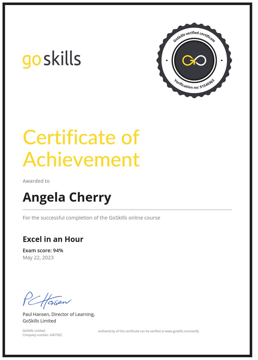 Certificate of Achievement