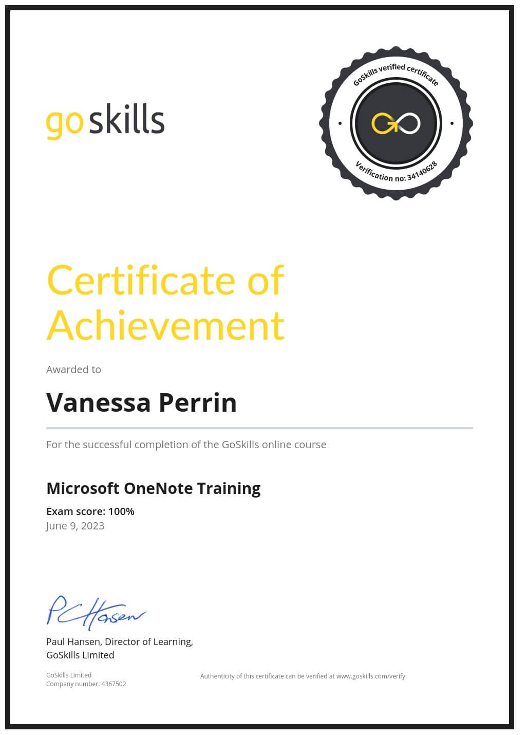 Certificate of Achievement