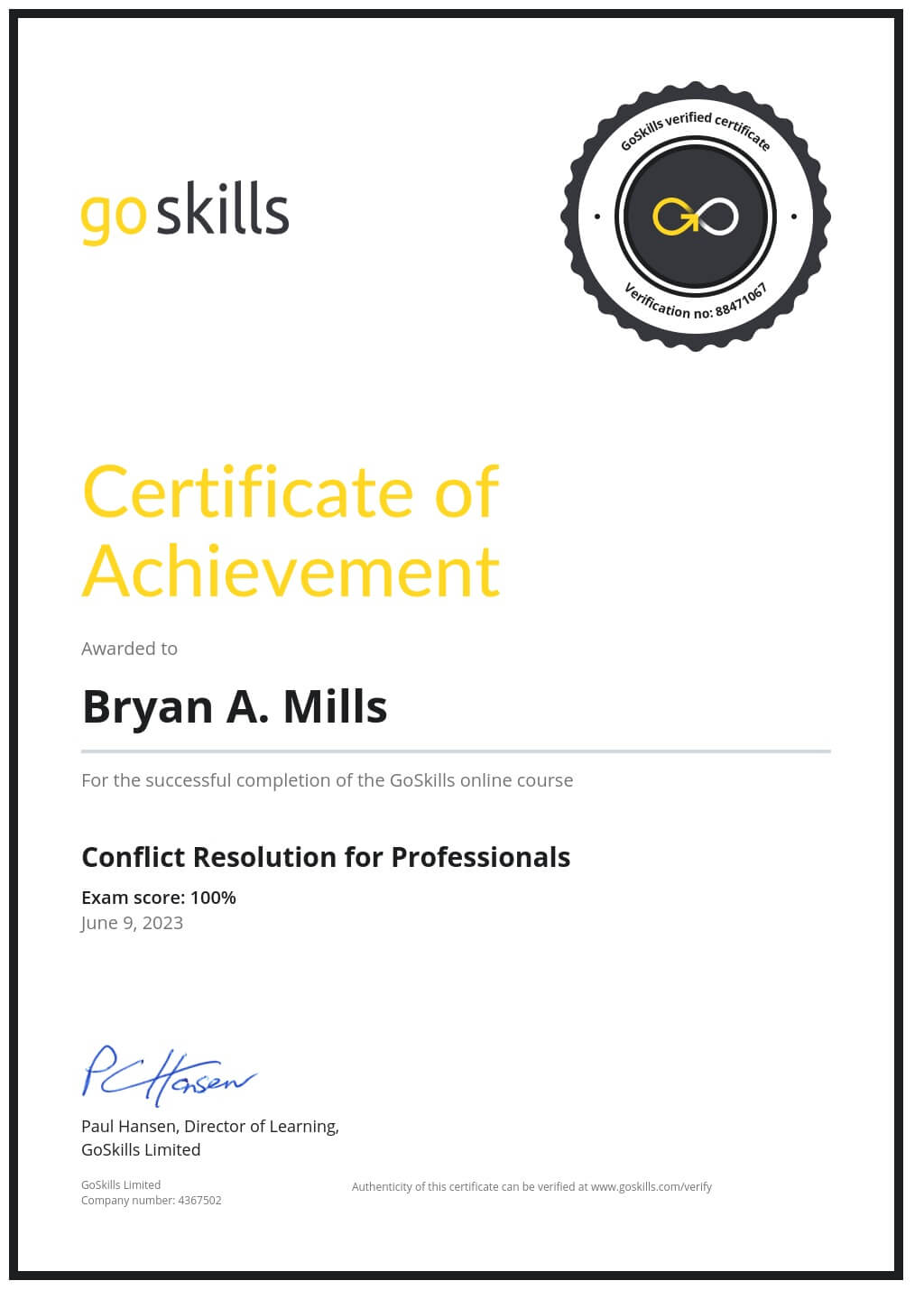 Certificate of Achievement