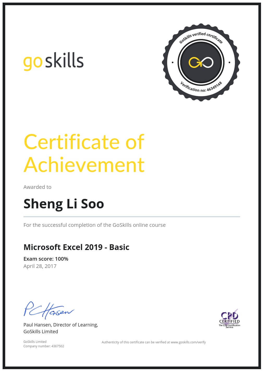 Certificate of Achievement
