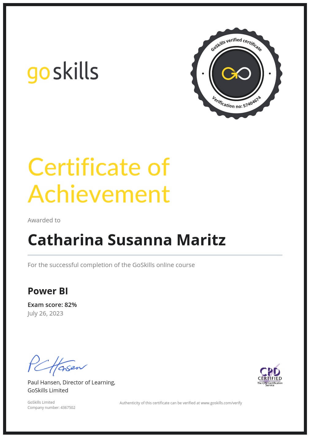 Certificate of Achievement