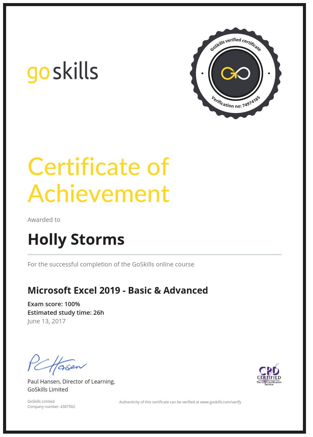 Certificate of Achievement