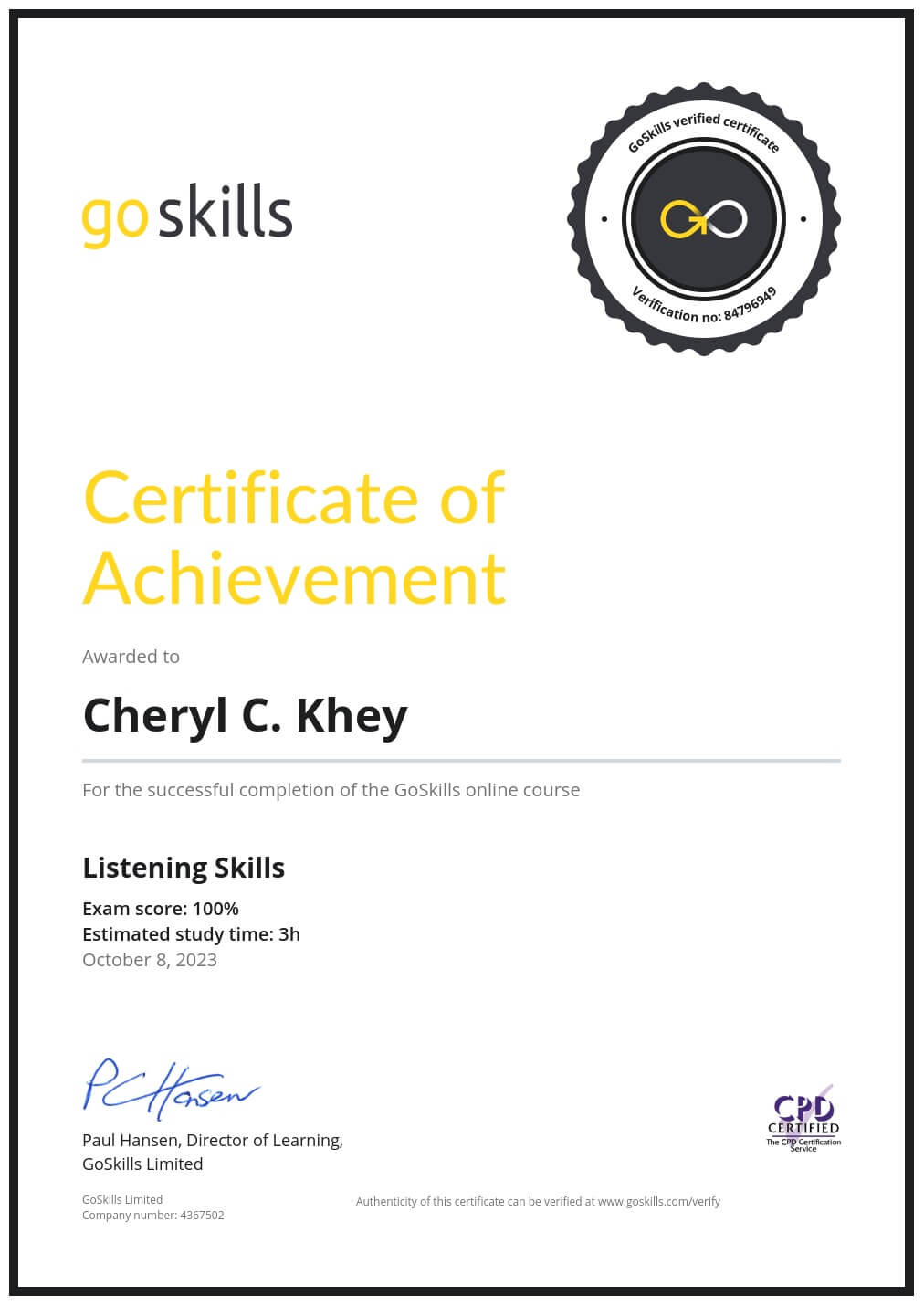 Certificate of Achievement