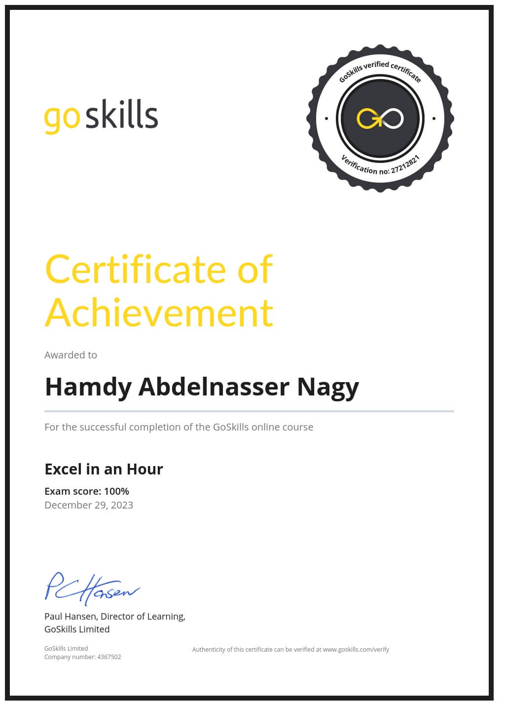 Certificate of Achievement