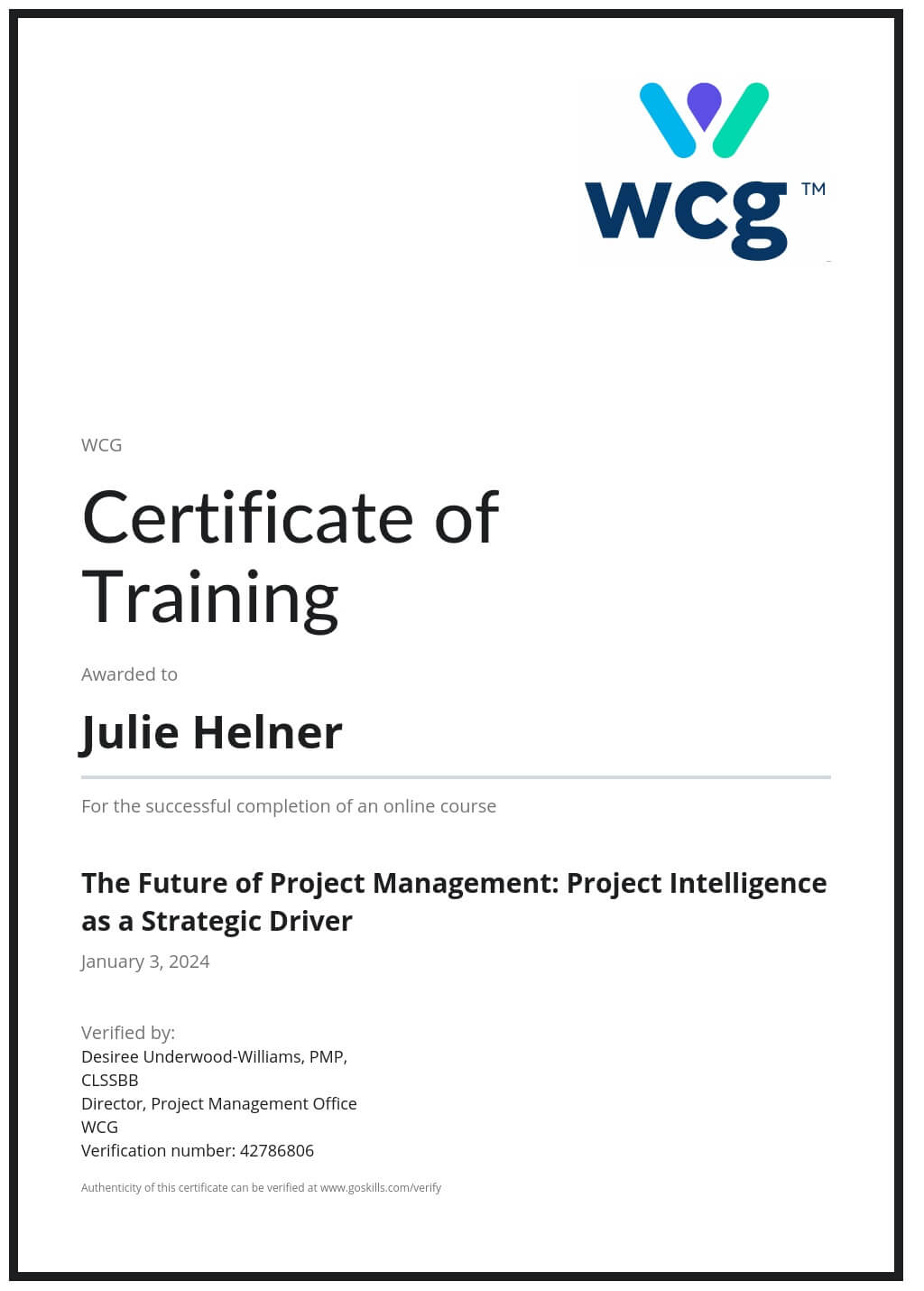 Certificate of Training