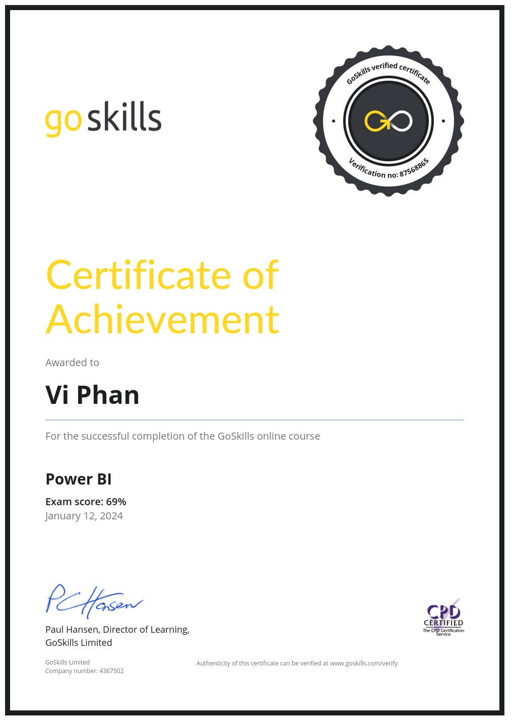 Certificate of Achievement