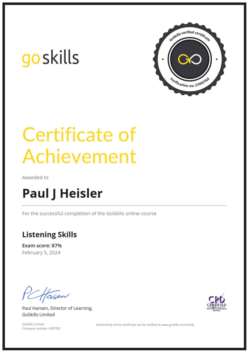 Certificate of Achievement