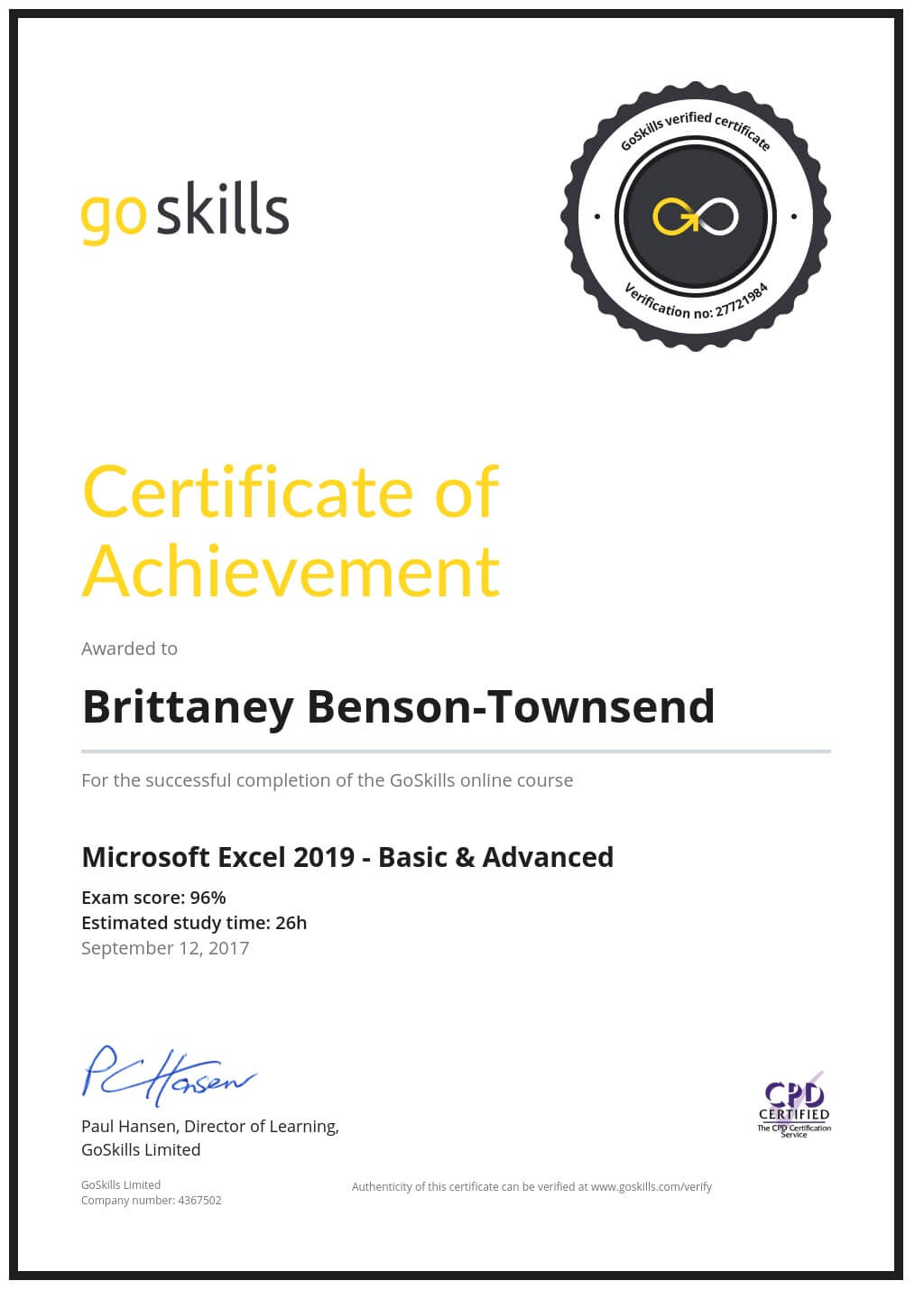 Certificate of Achievement
