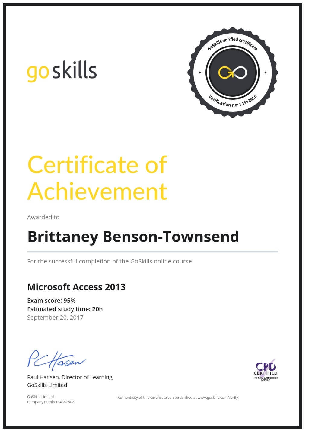 Certificate of Achievement