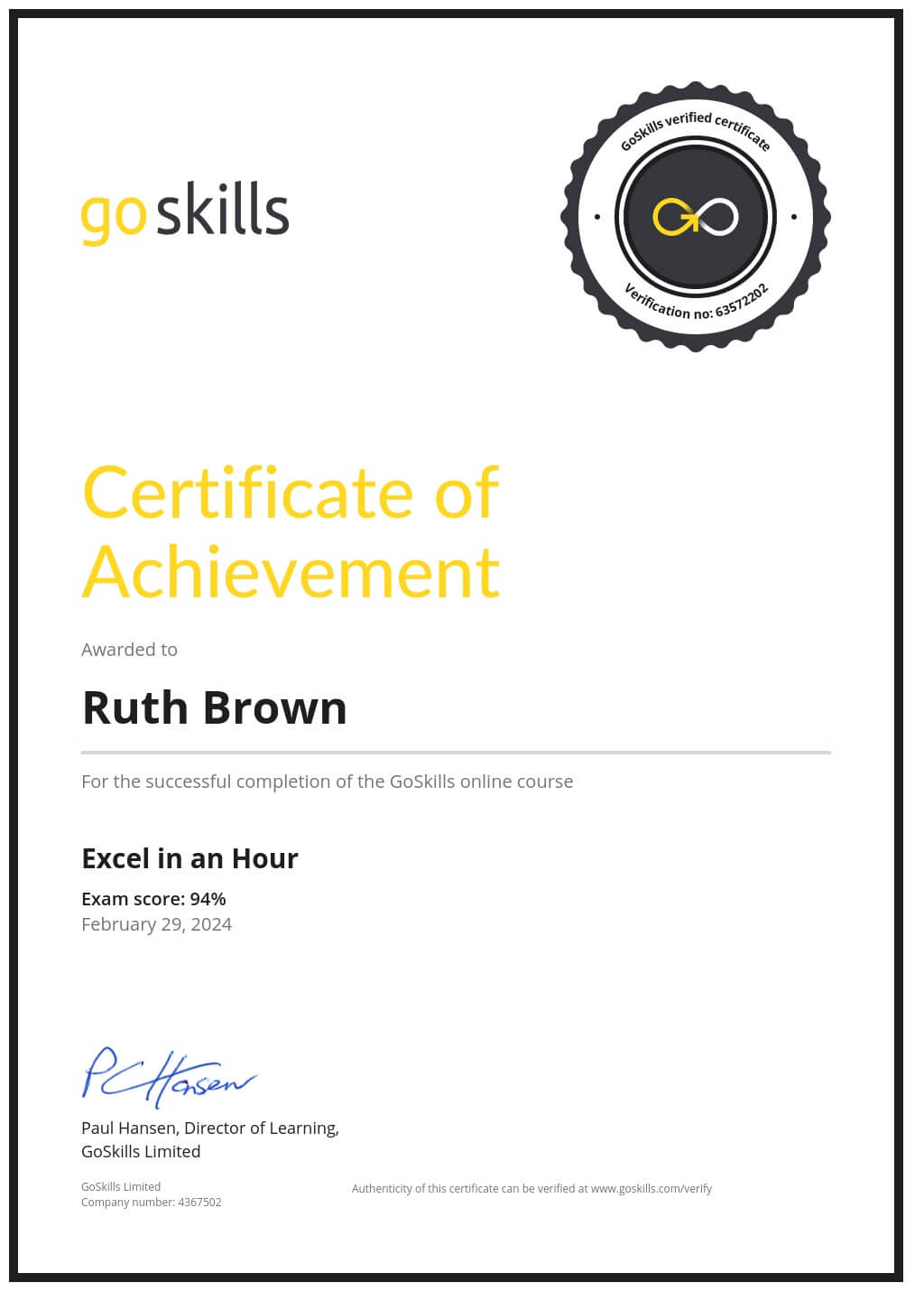 Certificate of Achievement