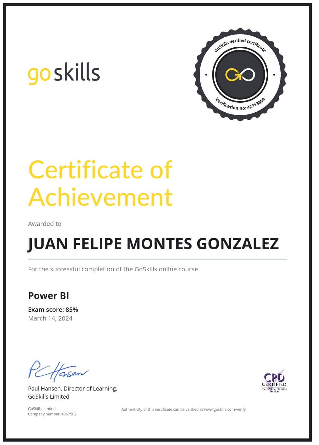 Certificate of Achievement