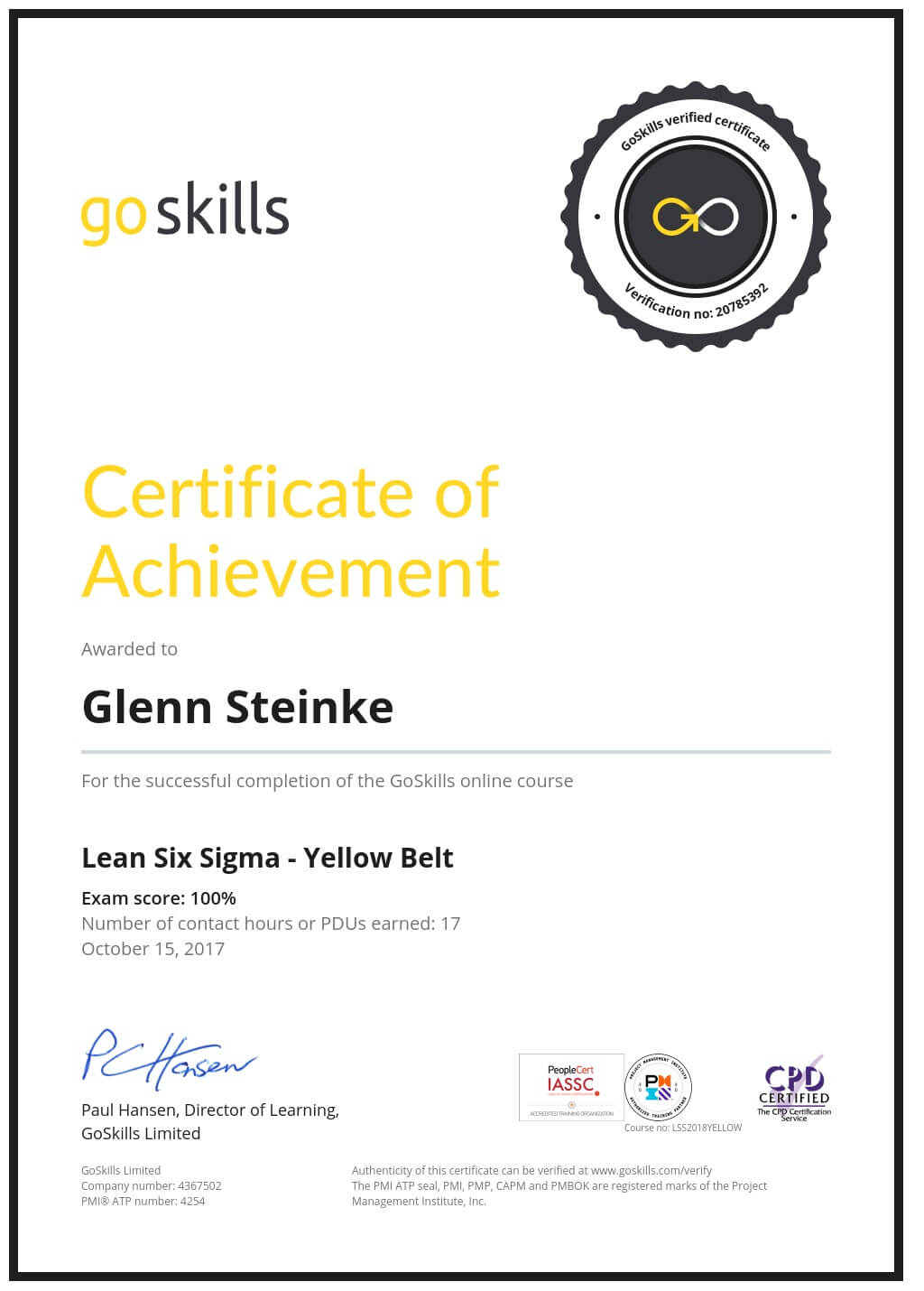 Certificate of Achievement