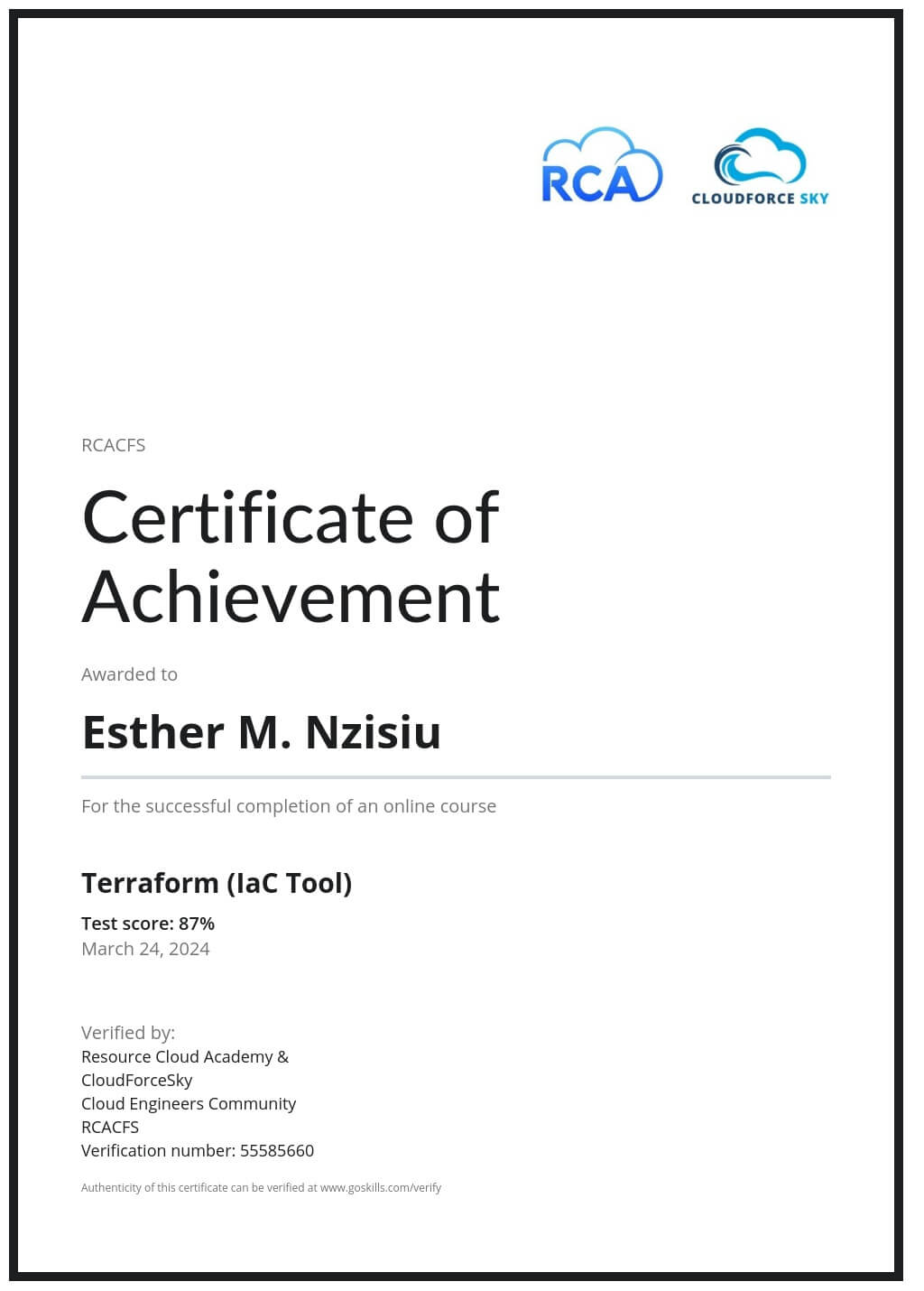 Certificate of Achievement
