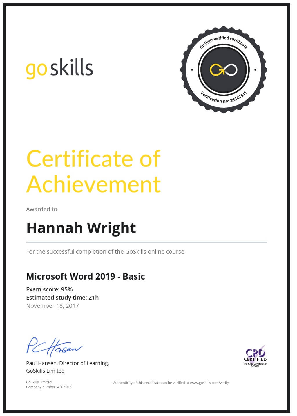 Certificate of Achievement