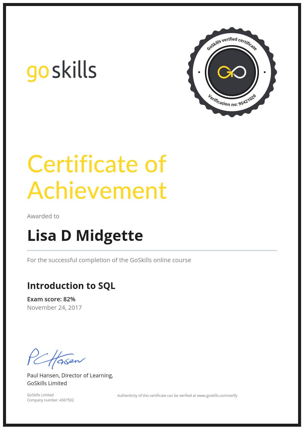 Certificate of Achievement