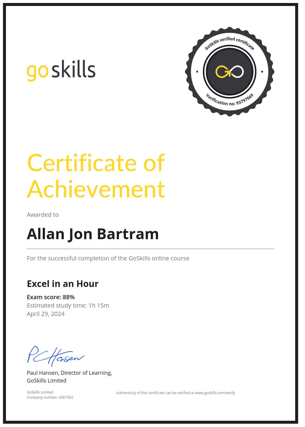 Certificate of Achievement