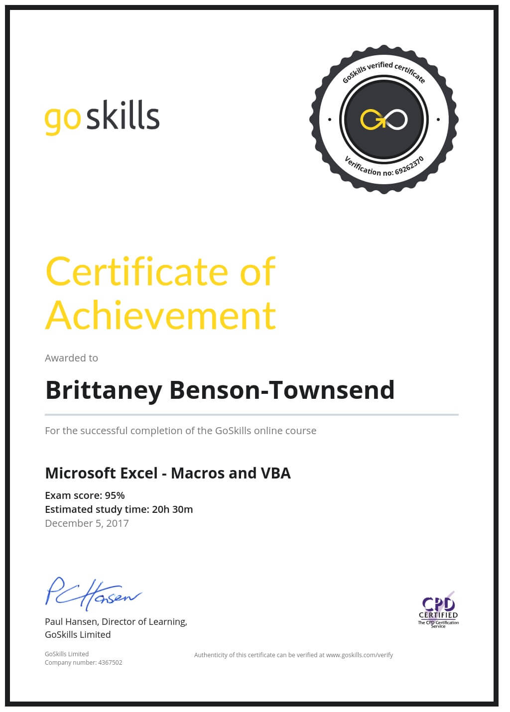 Certificate of Achievement