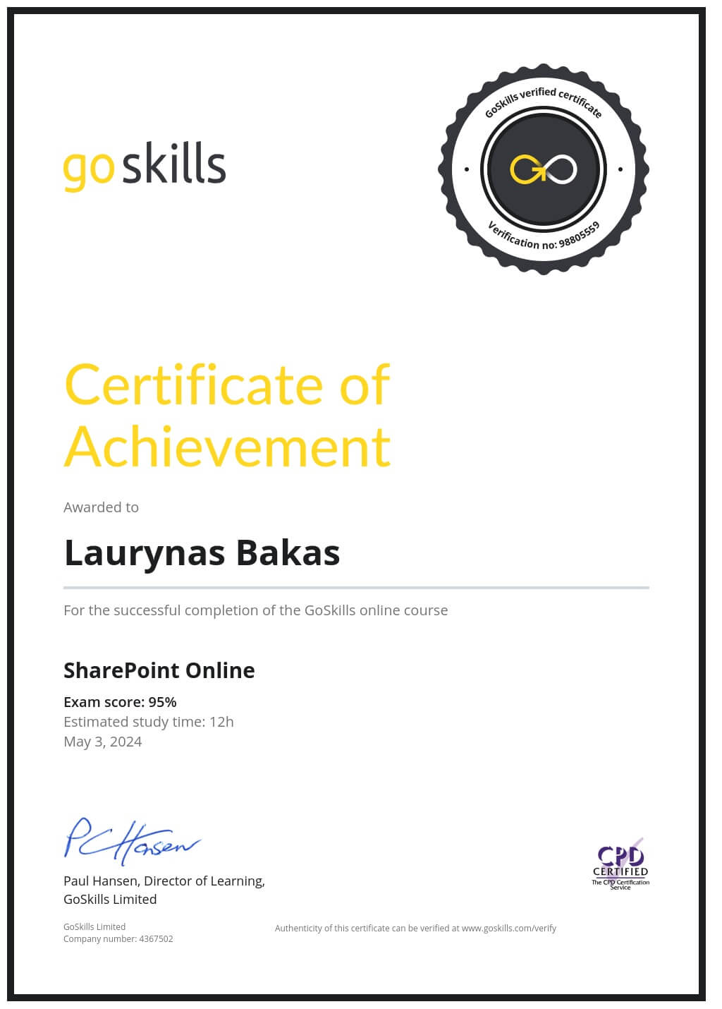 Certificate of Achievement