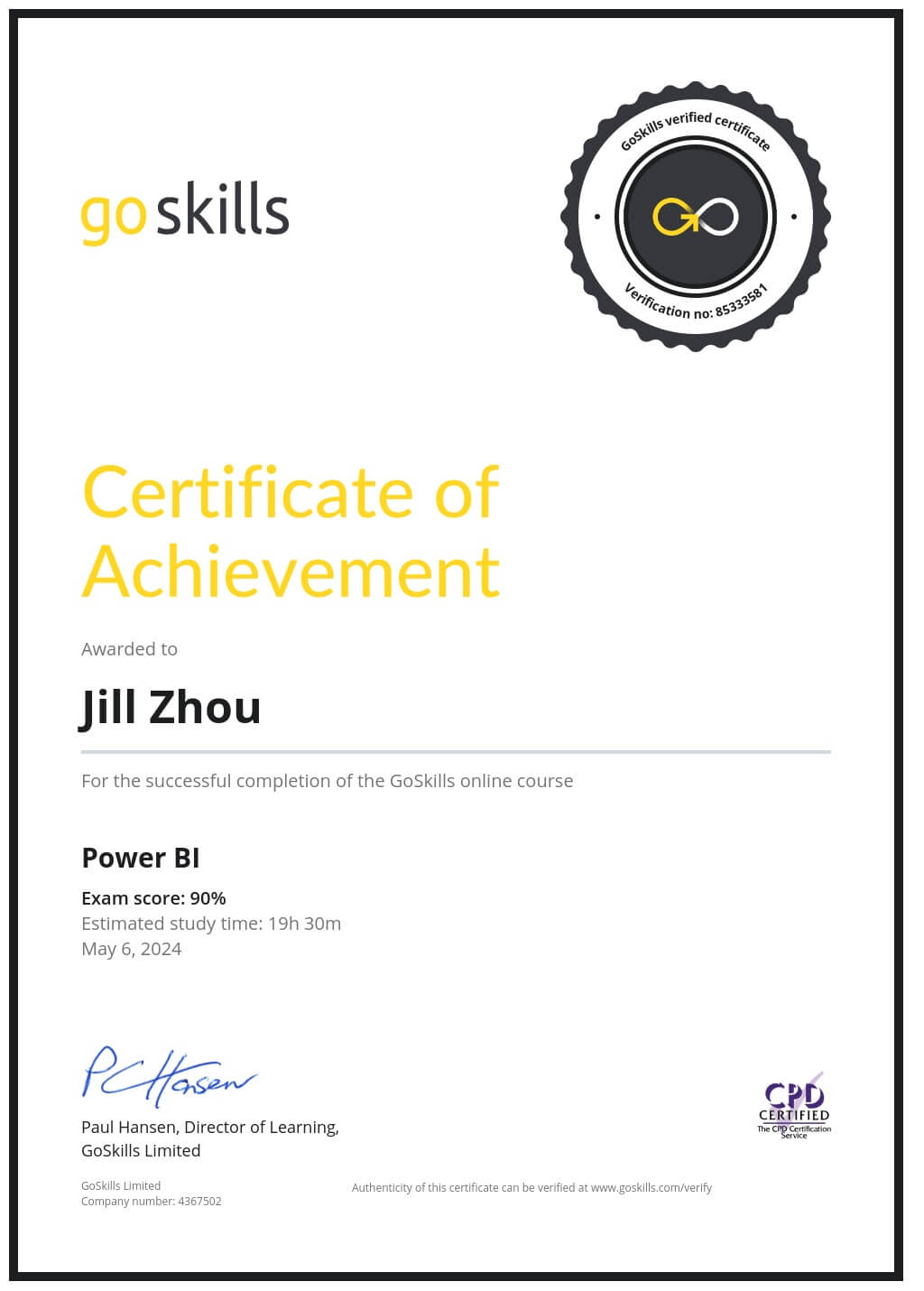 Certificate of Achievement