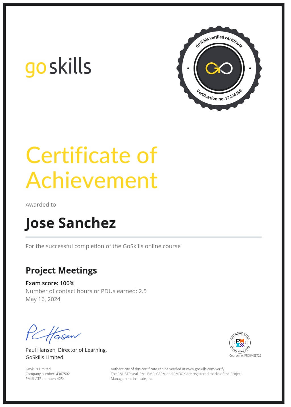 Certificate of Achievement