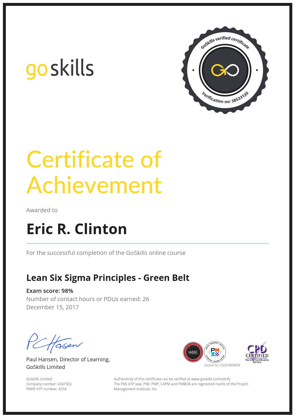 Certificate of Achievement