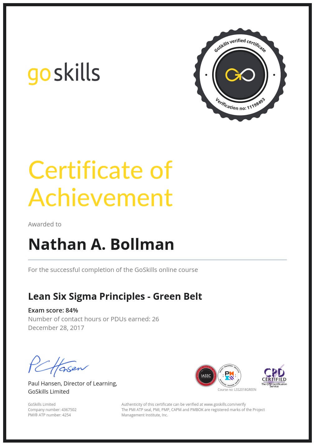 Certificate of Achievement