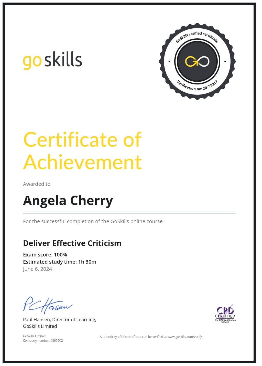 Certificate of Achievement