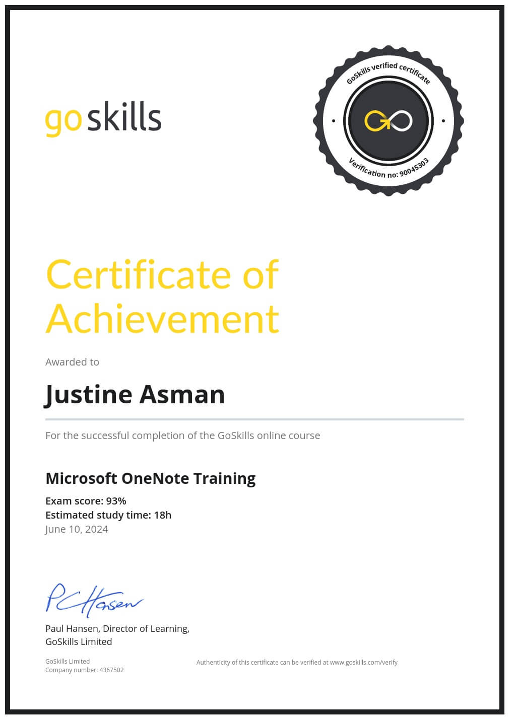 Certificate of Achievement