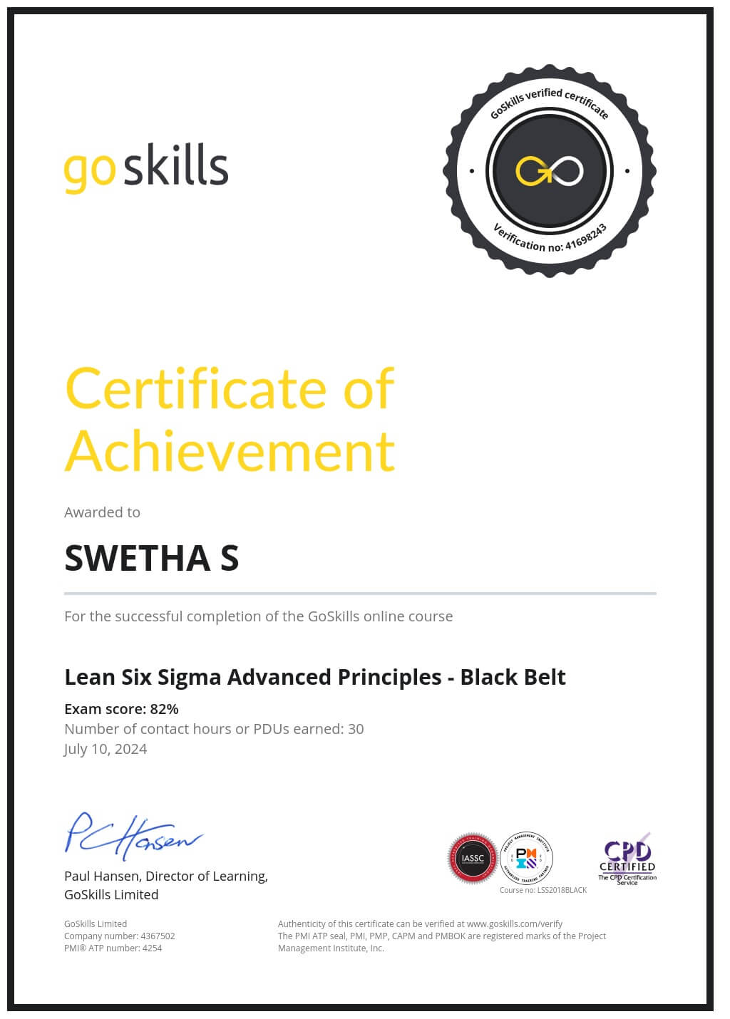 Certificate of Achievement