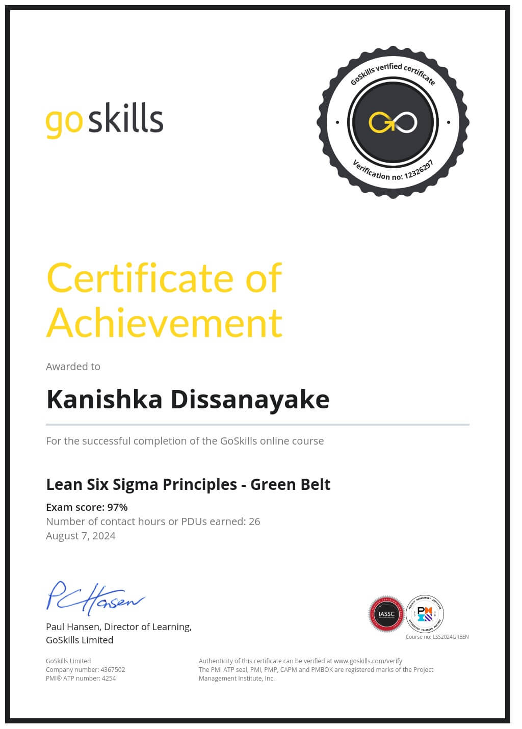 Certificate of Achievement