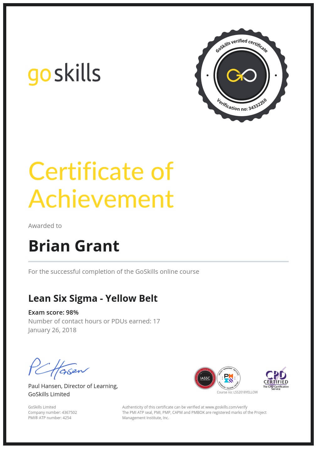 Certificate of Achievement