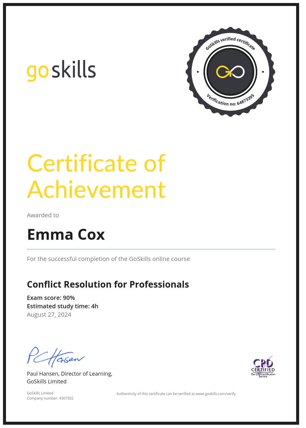 Certificate of Achievement