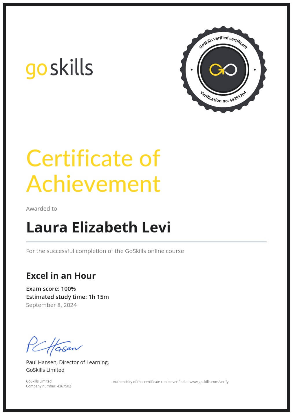 Certificate of Achievement