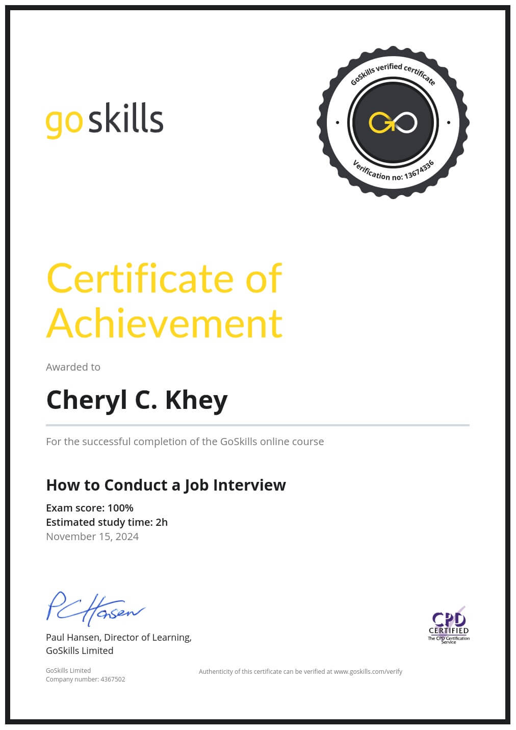 Certificate of Achievement