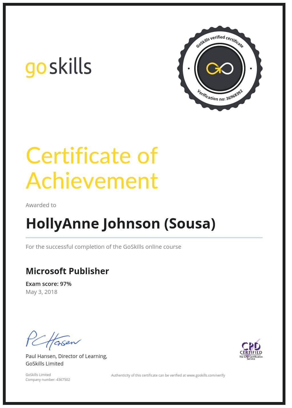 Certificate of Achievement