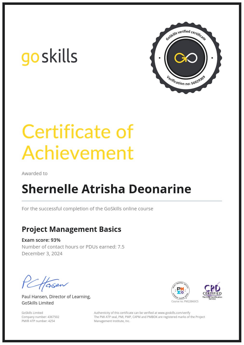 Certificate of Achievement
