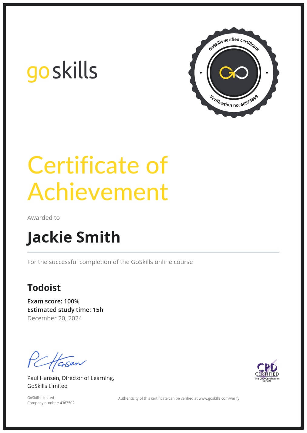 Certificate of Achievement
