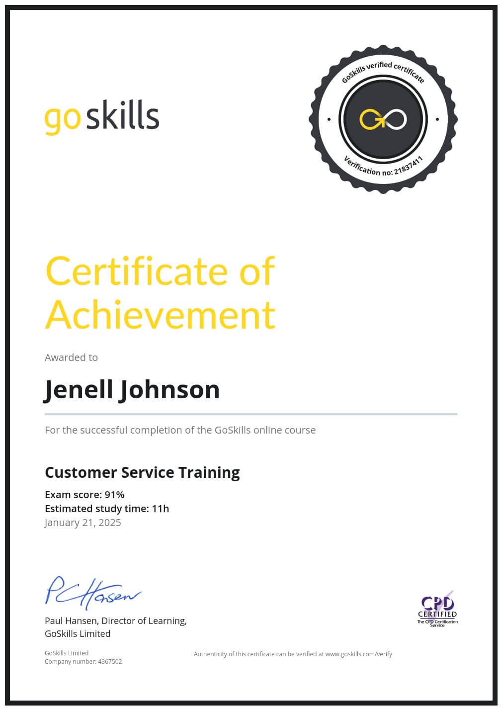 Certificate of Achievement