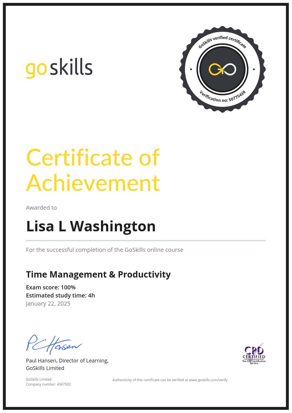 Certificate of Achievement