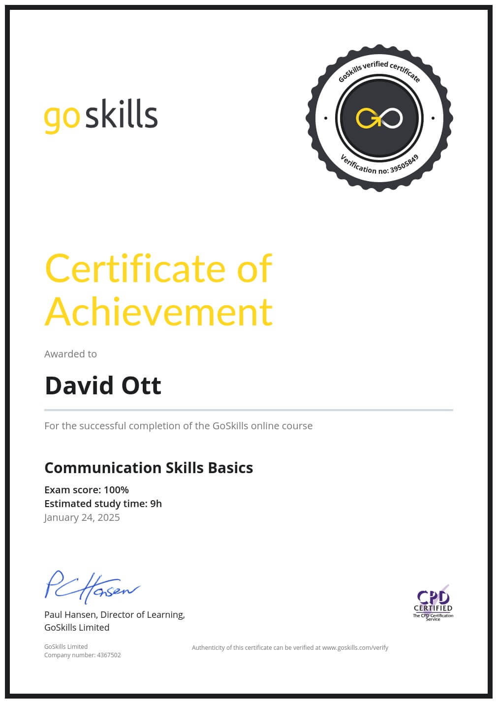 Certificate of Achievement