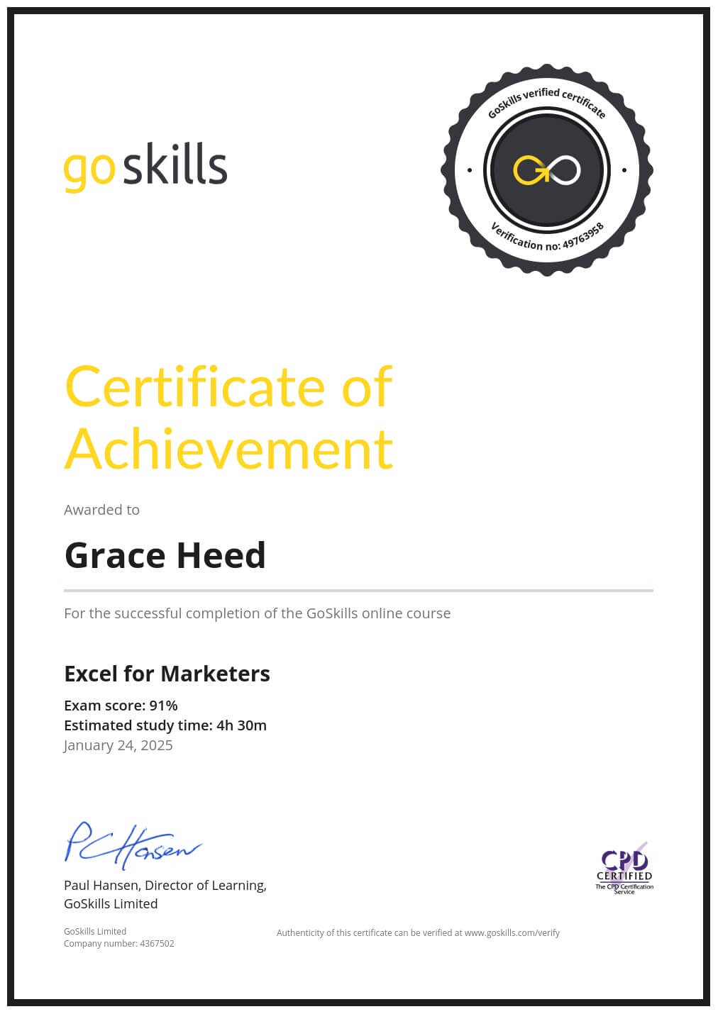 Certificate of Achievement