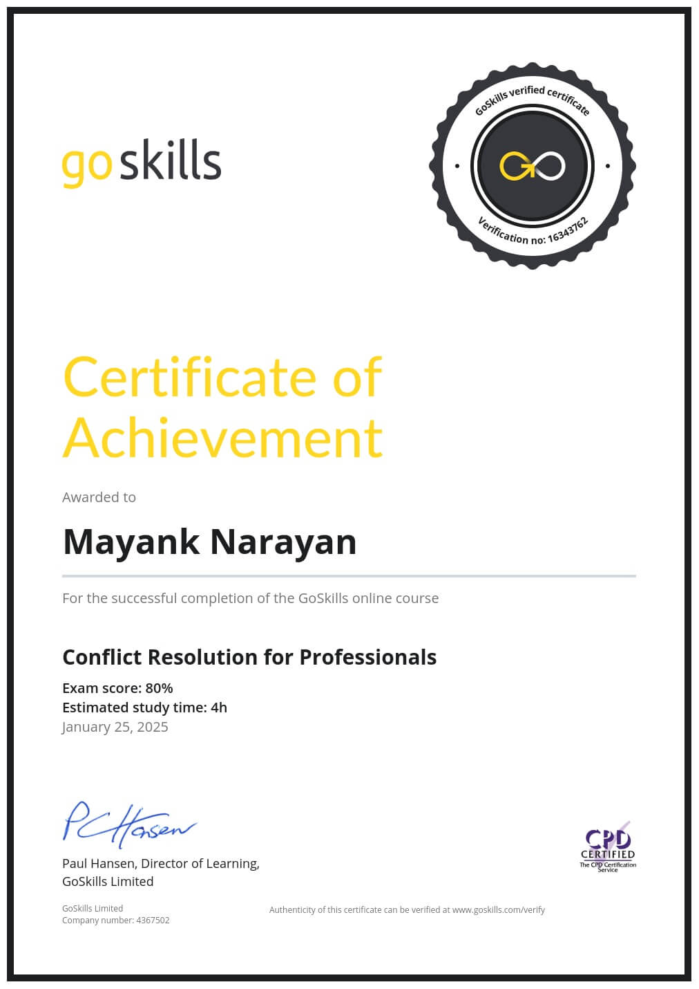 Certificate of Achievement
