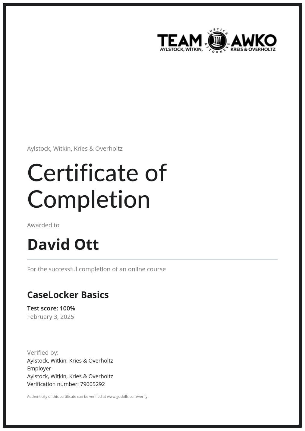 Certificate of Achievement