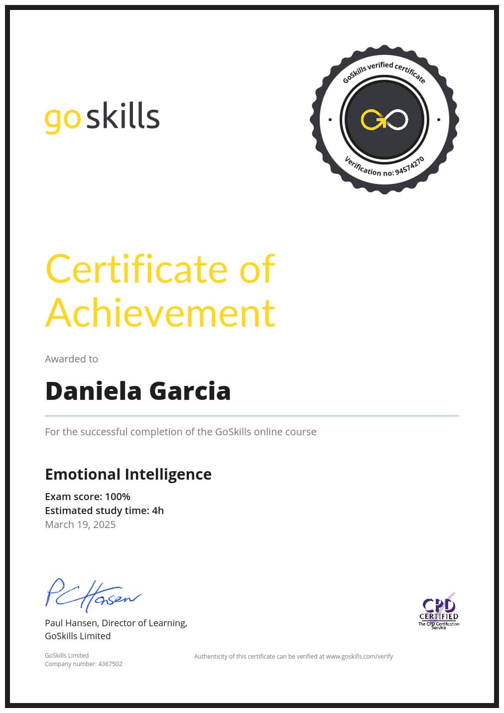 Certificate of Achievement