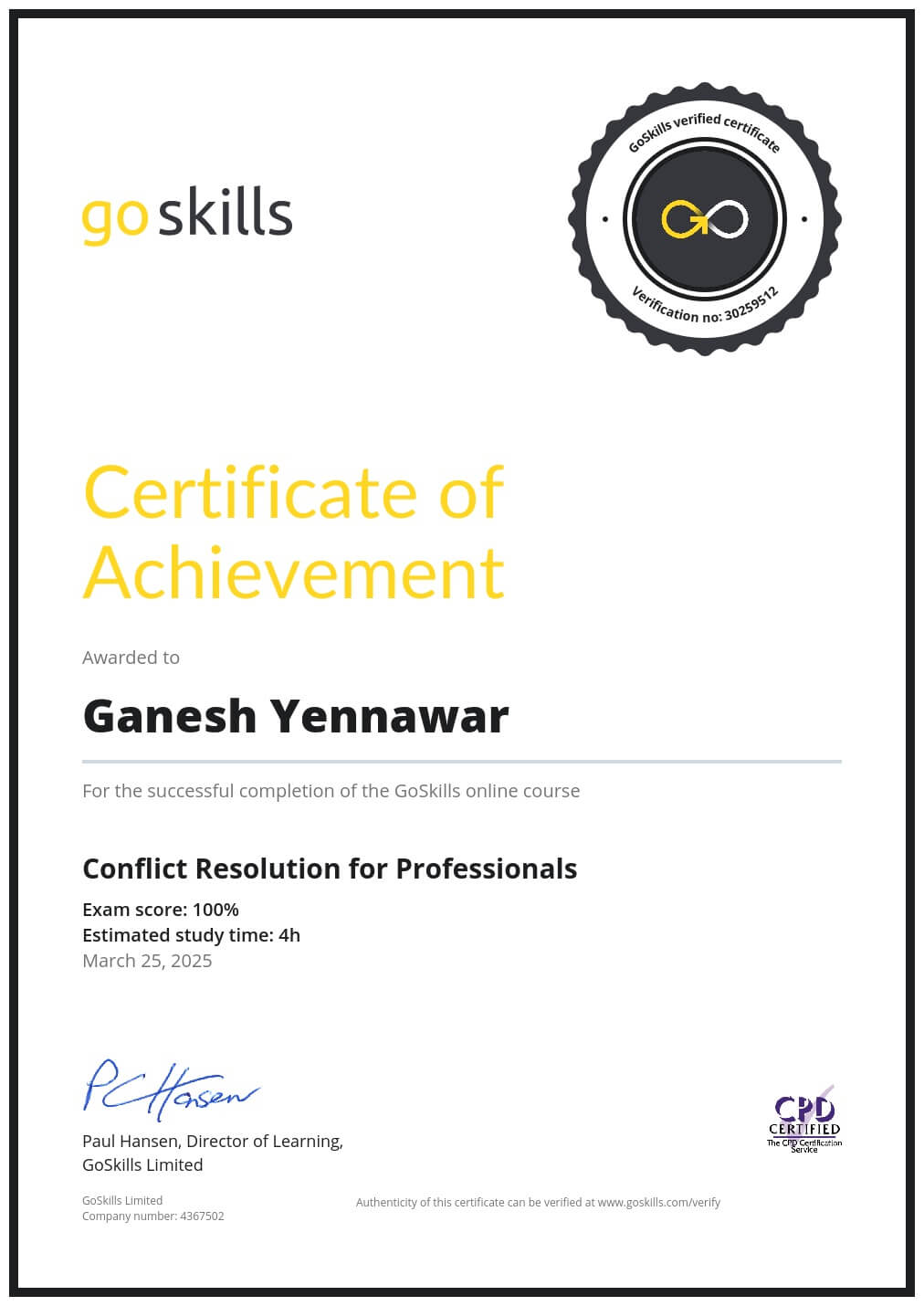 Certificate of Achievement