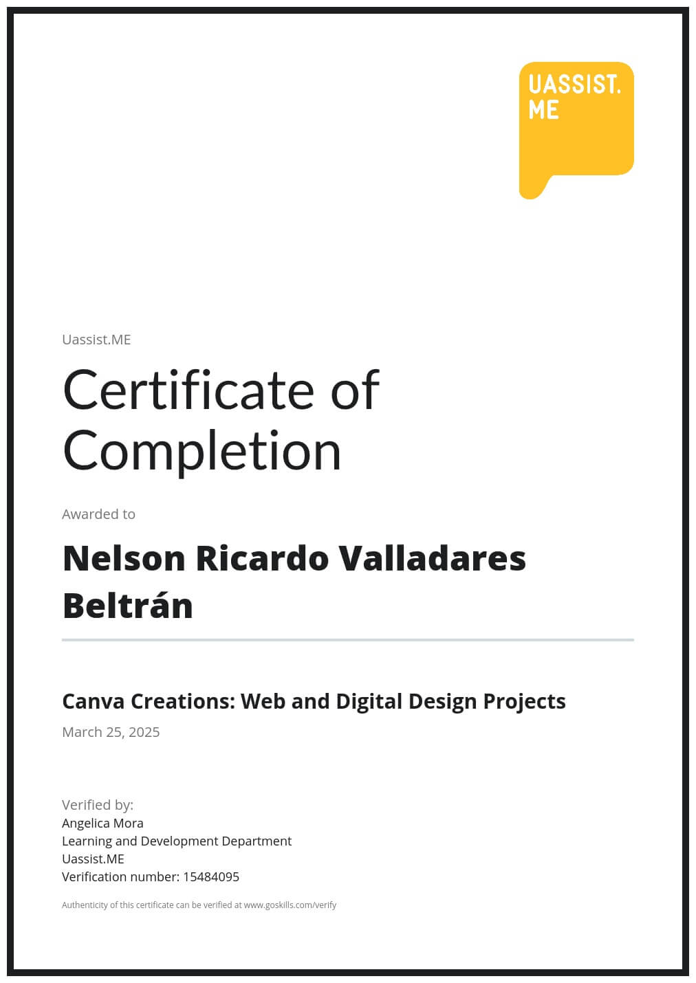 Certificate of Training