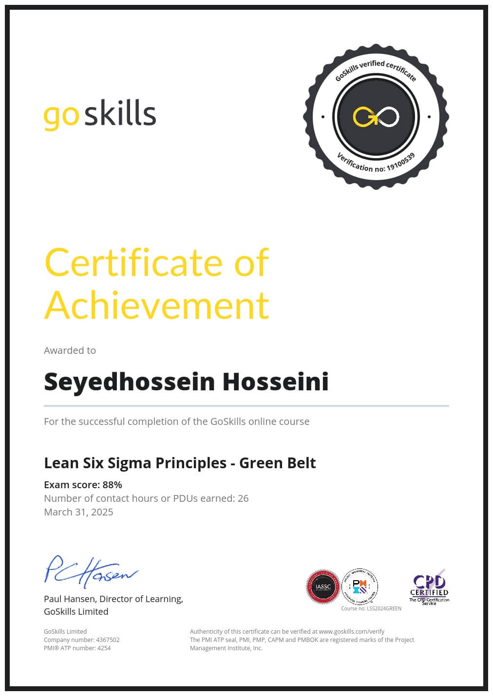 Certificate of Achievement