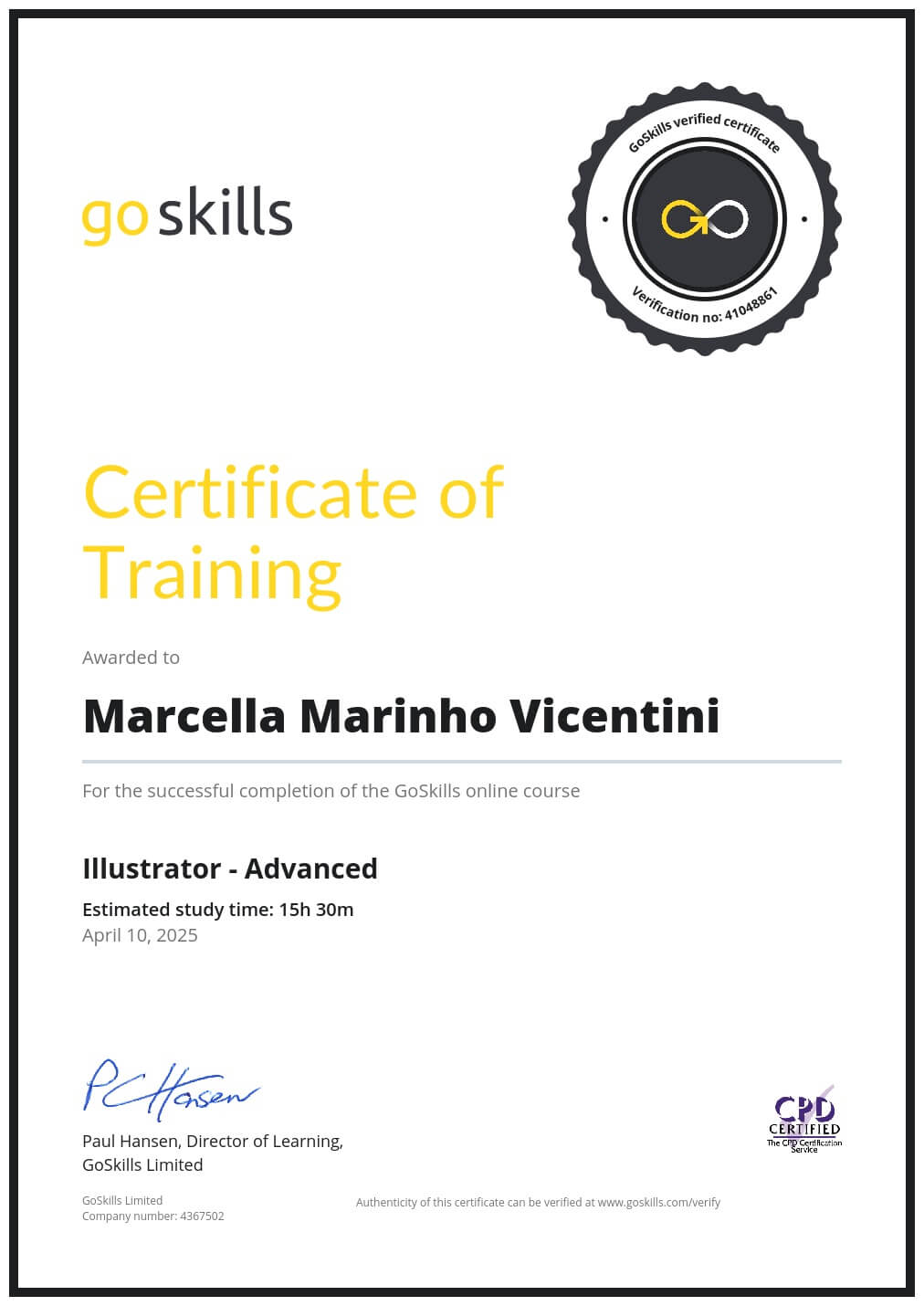 Certificate of Training